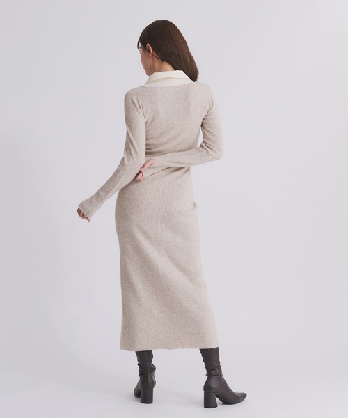fupel(フぺル)の「shirt doking knit onepiece / シャツドッキングニットワンピース(ワンピース・レディース・ベージュ/グレー・FREE)」の8枚目の写真