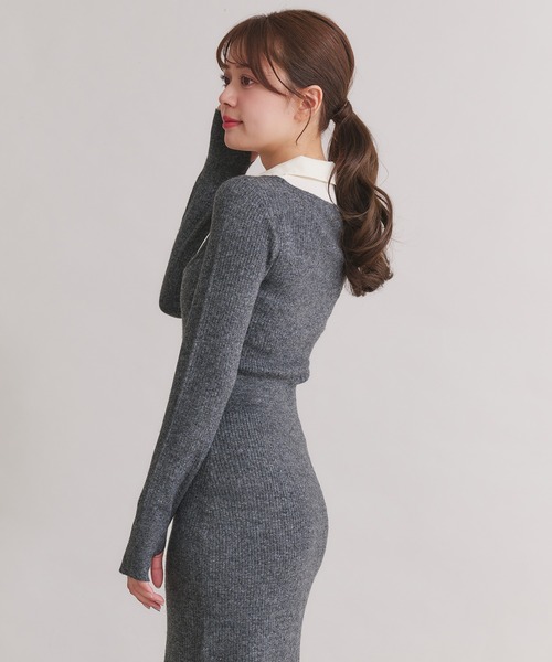 shirt doking knit onepiece / シャツドッキングニット