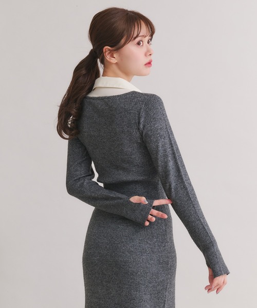 shirt doking knit onepiece / シャツドッキングニットワンピース