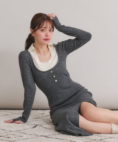 【新品未使用】regleam リグリーム ニットドッキングワンピース S 完売品 リブニットドッキングワンピース｜RIB KNIT DOCKING DRESSの通販｜regleam