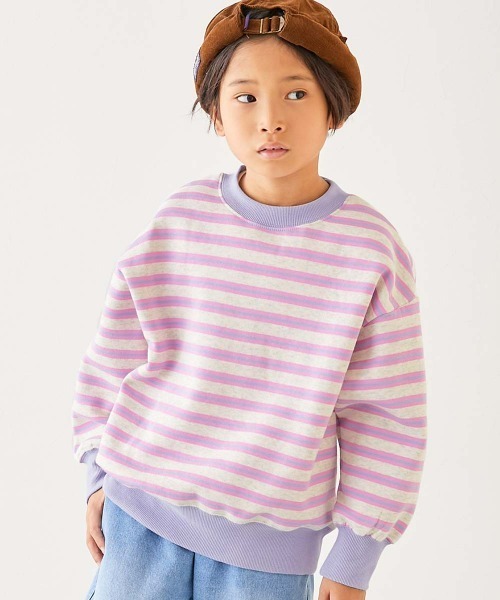 devirock(デビロック)の「カラフルスウェット ふっくら裏起毛 先染めボーダー トレーナー(スウェット・キッズ・ホワイト系その他/ブルー系その他/グリーン系その他/ブラック系その他/ピンク系その他/ブルー系その他2/ブラック系その他2・100cm/110cm/120cm/130cm/140cm/150cm/160cm)」の7枚目の写真