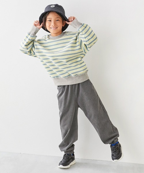 devirock(デビロック)の「カラフルスウェット ふっくら裏起毛 先染めボーダー トレーナー(スウェット・キッズ・ホワイト系その他/ブルー系その他/グリーン系その他/ブラック系その他/ピンク系その他/ブルー系その他2/ブラック系その他2・100cm/110cm/120cm/130cm/140cm/150cm/160cm)」の9枚目の写真