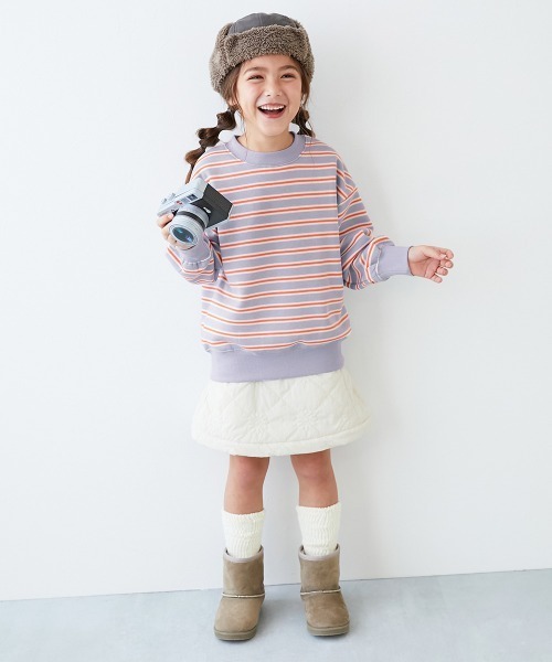 devirock(デビロック)の「カラフルスウェット ふっくら裏起毛 先染めボーダー トレーナー(スウェット・キッズ・ホワイト系その他/ブルー系その他/グリーン系その他/ブラック系その他/ピンク系その他/ブルー系その他2/ブラック系その他2・100cm/110cm/120cm/130cm/140cm/150cm/160cm)」の12枚目の写真