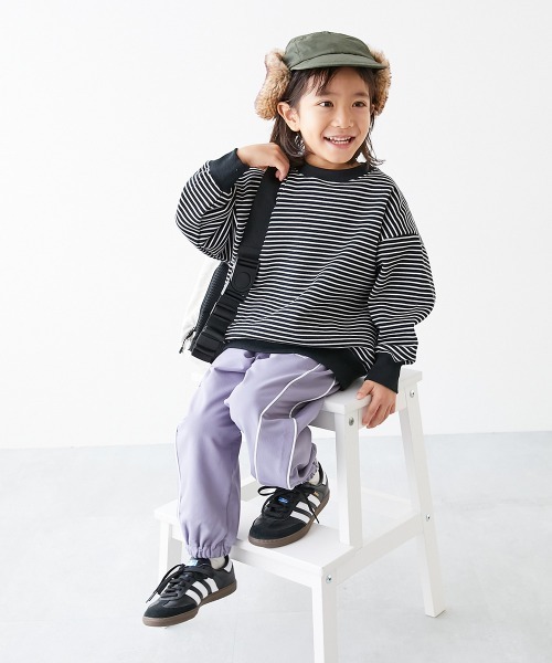 devirock(デビロック)の「カラフルスウェット ふっくら裏起毛 先染めボーダー トレーナー(スウェット・キッズ・ホワイト系その他/ブルー系その他/グリーン系その他/ブラック系その他/ピンク系その他/ブルー系その他2/ブラック系その他2・100cm/110cm/120cm/130cm/140cm/150cm/160cm)」の13枚目の写真