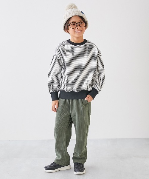 devirock(デビロック)の「カラフルスウェット ふっくら裏起毛 先染めボーダー トレーナー(スウェット・キッズ・ホワイト系その他/ブルー系その他/グリーン系その他/ブラック系その他/ピンク系その他/ブルー系その他2/ブラック系その他2・100cm/110cm/120cm/130cm/140cm/150cm/160cm)」の14枚目の写真