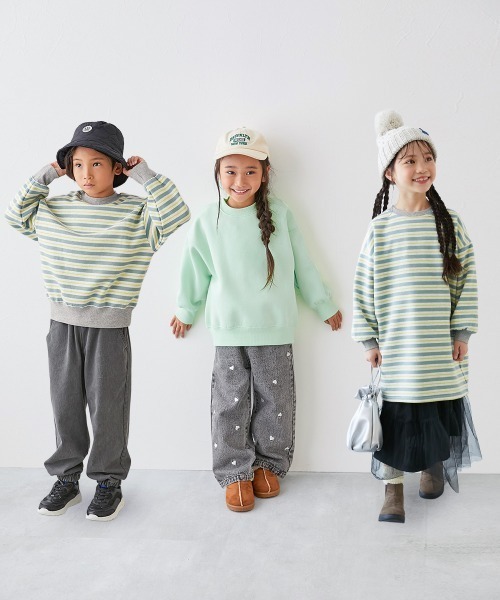 devirock(デビロック)の「カラフルスウェット ふっくら裏起毛 先染めボーダー トレーナー(スウェット・キッズ・ホワイト系その他/ブルー系その他/グリーン系その他/ブラック系その他/ピンク系その他/ブルー系その他2/ブラック系その他2・100cm/110cm/120cm/130cm/140cm/150cm/160cm)」の18枚目の写真