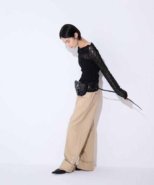 JEANASIS（ジーナシス）の「サイドスナップストレートパンツ/592716（チノパンツ・レディース・ベージュ/ブラック・SMALL/MEDIUM）」の9枚目の写真