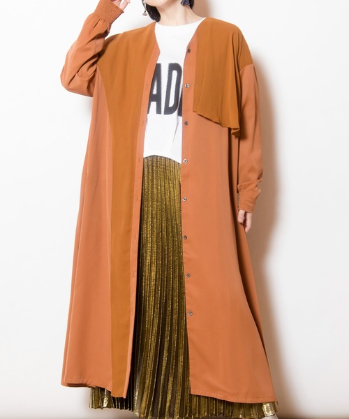 OSMOSIS(オズモーシス)の「シフォンレイヤードワンピース(ワンピース・レディース・ブラウン/カーキ/ブラック・ONE SIZE)」の2枚目の写真