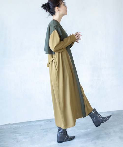 OSMOSIS(オズモーシス)の「シフォンレイヤードワンピース(ワンピース・レディース・ブラウン/カーキ/ブラック・ONE SIZE)」の8枚目の写真