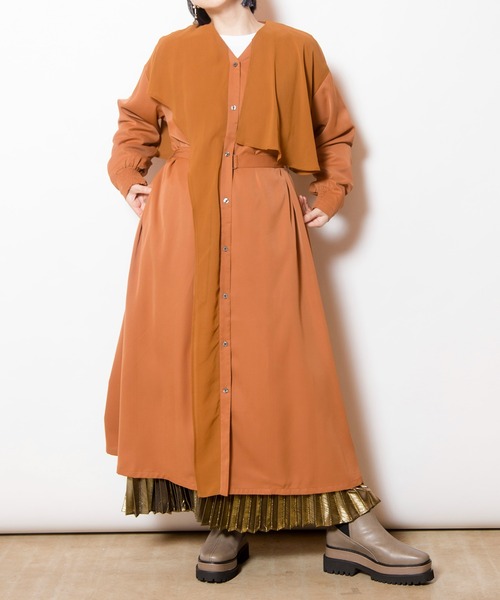 OSMOSIS(オズモーシス)の「シフォンレイヤードワンピース(ワンピース・レディース・ブラウン/カーキ/ブラック・ONE SIZE)」の20枚目の写真