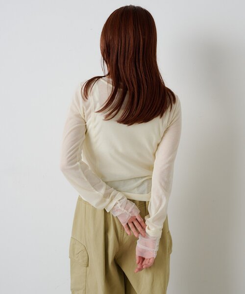 w closet（ダブルクローゼット）の「シアーレイヤードカットソー（Tシャツ/カットソー・レディース・チャコールグレー/アイボリー/ブルー系その他・FREE）」の7枚目の写真