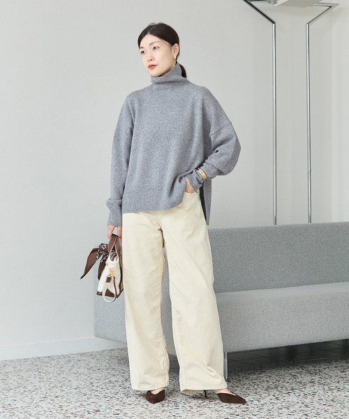 journal standard L'essage（ジャーナルスタンダードレサージュ）の「カシミヤMIXハイネックプルオーバー（ニット/セーター・レディース・グレー/シャーベット/キャメル・FREE）」の4枚目の写真