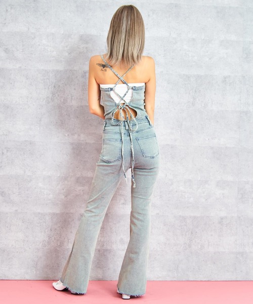 ANAP（アナップ）の「レースアップ フレア デニム サロペット（サロペット/オーバーオール・レディース・ブラック/ブルー・M/S）」の9枚目の写真