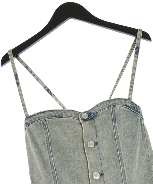 ANAP（アナップ）の「レースアップ フレア デニム サロペット（サロペット/オーバーオール・レディース・ブラック/ブルー・M/S）」の15枚目の写真