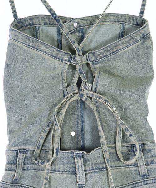 ANAP（アナップ）の「レースアップ フレア デニム サロペット（サロペット/オーバーオール・レディース・ブラック/ブルー・M/S）」の19枚目の写真