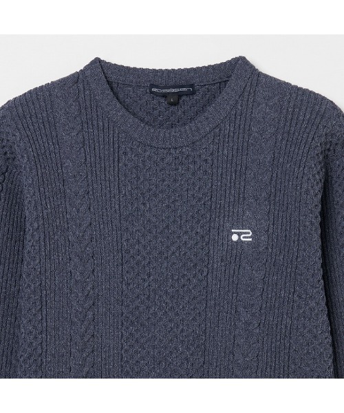 ROSASEN(ロサーセン)の「【Rosasen/GOLF】軽量 ケーブル編みニット(ニット/セーター・メンズ・オフホワイト/ブルー・48/50)」の5枚目の写真