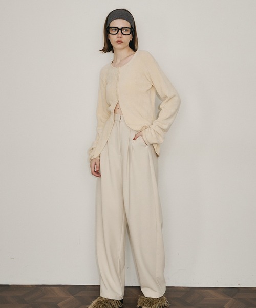 room153（ルームイチゴサン）の「ソフトモールニットカーディガン（カーディガン/ボレロ・レディース・ベージュ/ブルー/アイボリー/ブラック・FREE）」の18枚目の写真