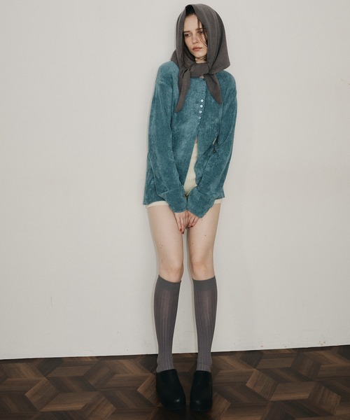 room153（ルームイチゴサン）の「ソフトモールニットカーディガン（カーディガン/ボレロ・レディース・ベージュ/ブルー/アイボリー/ブラック・FREE）」の15枚目の写真