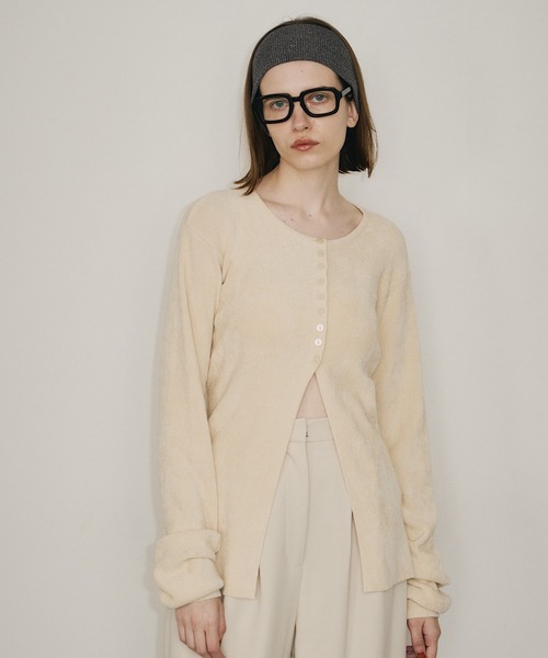 room153（ルームイチゴサン）の「ソフトモールニットカーディガン（カーディガン/ボレロ・レディース・ベージュ/ブルー/アイボリー/ブラック・FREE）」の16枚目の写真