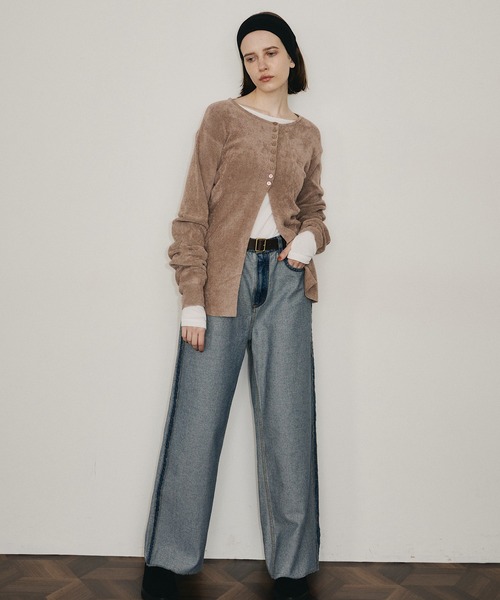 room153（ルームイチゴサン）の「ソフトモールニットカーディガン（カーディガン/ボレロ・レディース・ベージュ/ブルー/アイボリー/ブラック・FREE）」の19枚目の写真