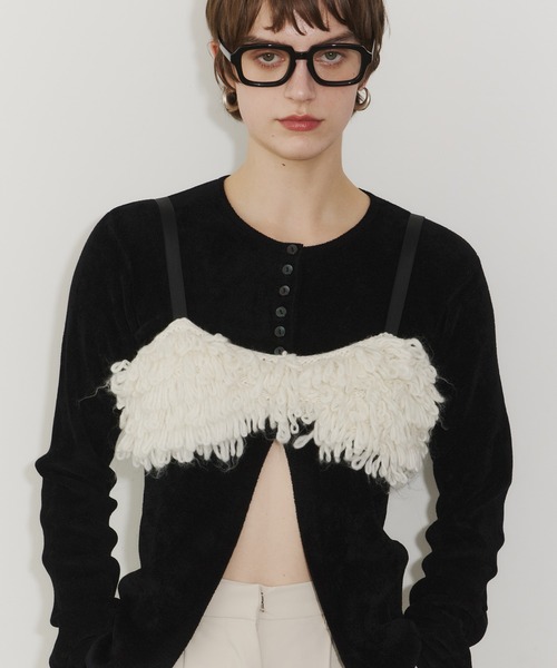 room153（ルームイチゴサン）の「ソフトモールニットカーディガン（カーディガン/ボレロ・レディース・ベージュ/ブルー/アイボリー/ブラック・FREE）」の9枚目の写真