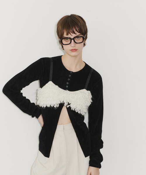 room153（ルームイチゴサン）の「ソフトモールニットカーディガン（カーディガン/ボレロ・レディース・ベージュ/ブルー/アイボリー/ブラック・FREE）」の10枚目の写真