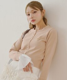 襟取り外しフロントボタンニット