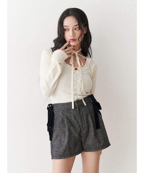 jouetie（ジュエティ）の「ベロアリボンショートパンツ【セットアップ対応】（その他パンツ・レディース・グレー/ピンク/ブラウン・MEDIUM）」の5枚目の写真