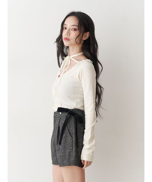 jouetie（ジュエティ）の「ベロアリボンショートパンツ【セットアップ対応】（その他パンツ・レディース・グレー/ピンク/ブラウン・MEDIUM）」の6枚目の写真