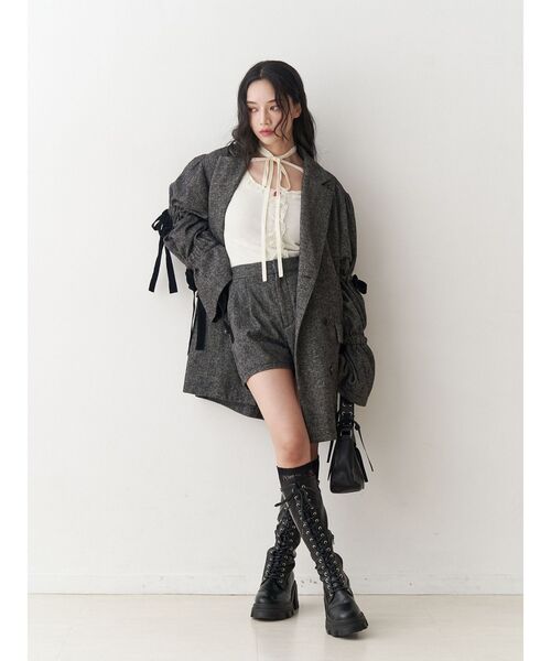 jouetie（ジュエティ）の「ベロアリボンショートパンツ【セットアップ対応】（その他パンツ・レディース・グレー/ピンク/ブラウン・MEDIUM）」の7枚目の写真