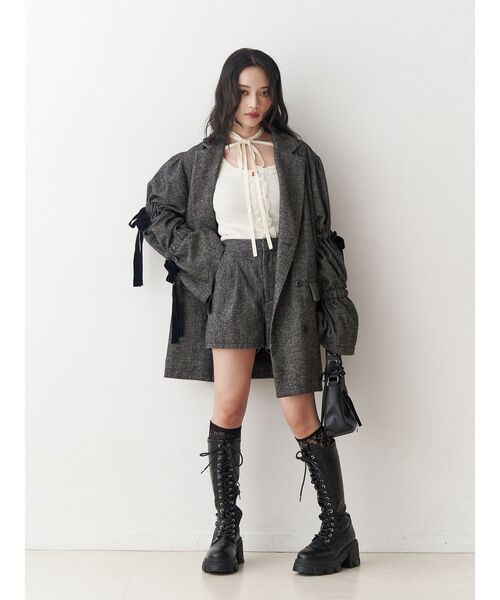 jouetie（ジュエティ）の「ベロアリボンショートパンツ【セットアップ対応】（その他パンツ・レディース・グレー/ピンク/ブラウン・MEDIUM）」の8枚目の写真