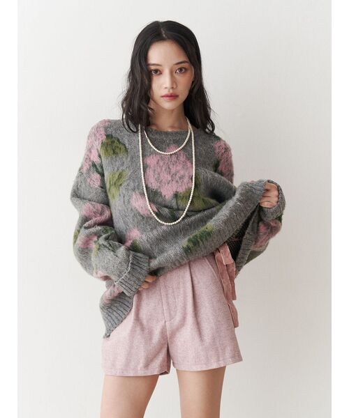 jouetie（ジュエティ）の「ベロアリボンショートパンツ【セットアップ対応】（その他パンツ・レディース・グレー/ピンク/ブラウン・MEDIUM）」の13枚目の写真