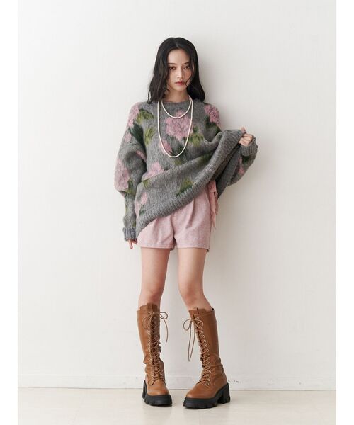 jouetie（ジュエティ）の「ベロアリボンショートパンツ【セットアップ対応】（その他パンツ・レディース・グレー/ピンク/ブラウン・MEDIUM）」の14枚目の写真