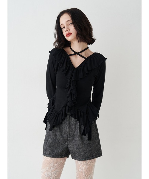 jouetie（ジュエティ）の「ベロアリボンショートパンツ【セットアップ対応】（その他パンツ・レディース・グレー/ピンク/ブラウン・MEDIUM）」の18枚目の写真