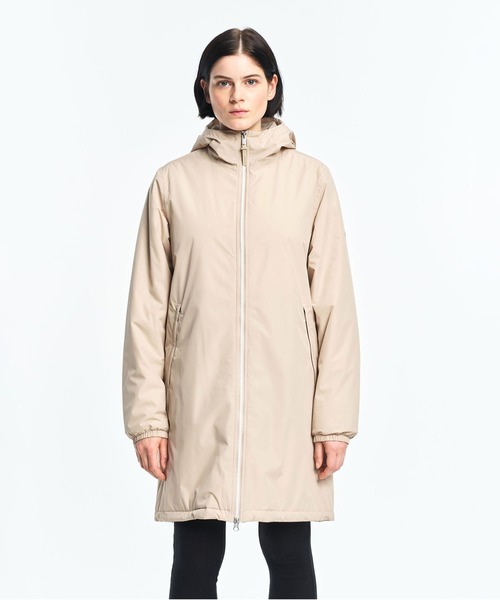 AIGLE(エーグル)の「【RainPack Warm】透湿防水 レインパックウォーム ロングジャケット(ダウンジャケット/コート・レディース・ブラック/アイボリー/ブルーグレー/モスグリーン/ダークネイビー・M/S/L)」の2枚目の写真