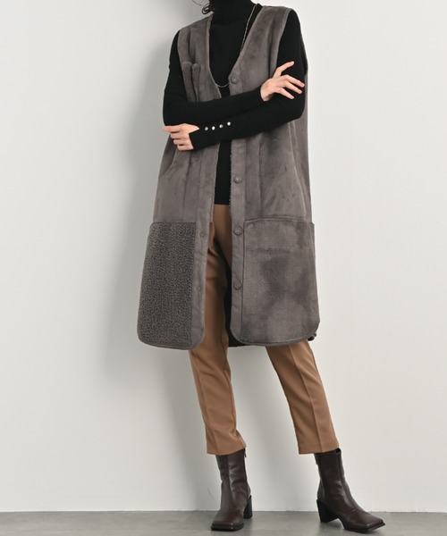 美品✨セオリー リアルムートンジレベスト パッチワーク アイボリー 美品✨セオリー リアルムートンジレベスト パッチワーク