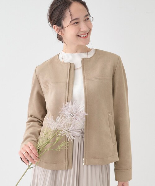 DRESKIP（ドレスキップ）の「【S-LL】上品さを纏う やわらか フェイクスエードブルゾン（ブルゾン・レディース・ライトベージュ/ブラック/ブラウン系・02/03/04/01）」の3枚目の写真