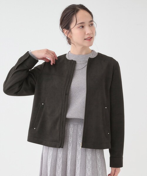 DRESKIP（ドレスキップ）の「【S-LL】上品さを纏う やわらか フェイクスエードブルゾン（ブルゾン・レディース・ライトベージュ/ブラック/ブラウン系・02/03/04/01）」の14枚目の写真