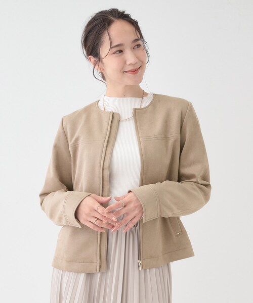 DRESKIP（ドレスキップ）の「【S-LL】上品さを纏う やわらか フェイクスエードブルゾン（ブルゾン・レディース・ライトベージュ/ブラック/ブラウン系・02/03/04/01）」の10枚目の写真