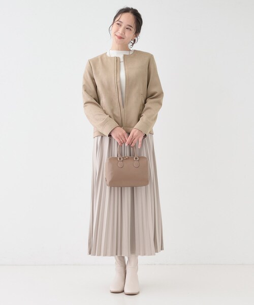 DRESKIP（ドレスキップ）の「【S-LL】上品さを纏う やわらか フェイクスエードブルゾン（ブルゾン・レディース・ライトベージュ/ブラック/ブラウン系・02/03/04/01）」の8枚目の写真