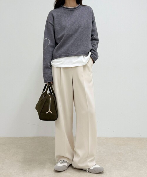 fredy emue(フレディエミュ)の「【新色追加!/主役級ニット】ハートステッチニットプルオーバー(ニット/セーター・レディース・グレー/サックスブルー/アイボリー/ボルドー・38)」の5枚目の写真