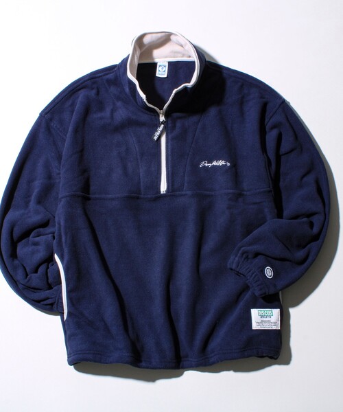 DISCUS】UNISEX フリースパイピング配色 ハーフZIPプルオーバー