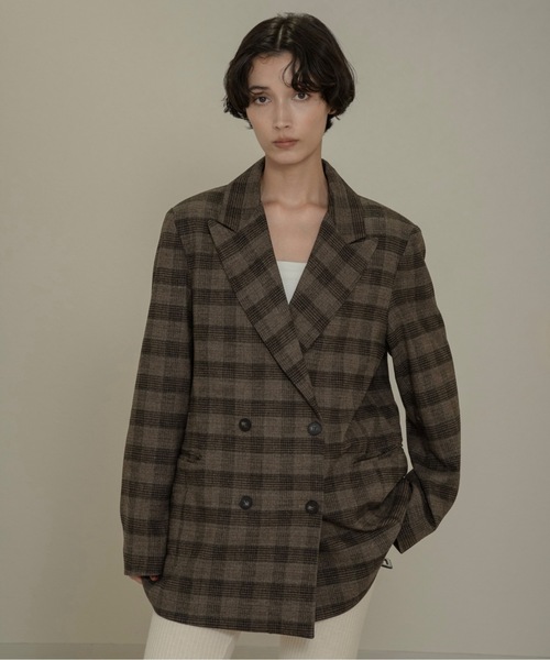 lawgy（ラウジー）の「belted check jacket / ベルテッドチェックジャケット（テーラードジャケット・レディース・チェック・FREE）」の3枚目の写真