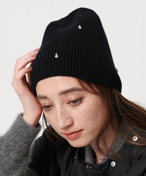 UNITED ARROWS（ユナイテッドアローズ）の「ドロップビジュー ニットキャップ（ニットキャップ/ビーニー・レディース・ブラック/グレー系・FREE）」の2枚目の写真