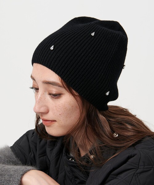 UNITED ARROWS（ユナイテッドアローズ）の「ドロップビジュー ニットキャップ（ニットキャップ/ビーニー・レディース・ブラック/グレー系・FREE）」の3枚目の写真