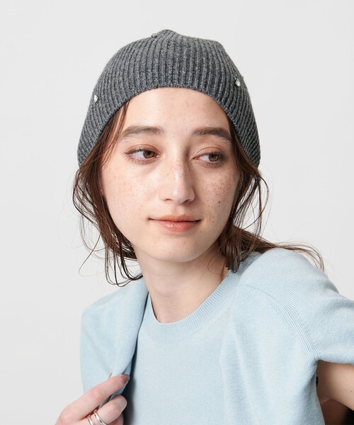UNITED ARROWS（ユナイテッドアローズ）の「ドロップビジュー ニットキャップ（ニットキャップ/ビーニー・レディース・ブラック/グレー系・FREE）」の4枚目の写真