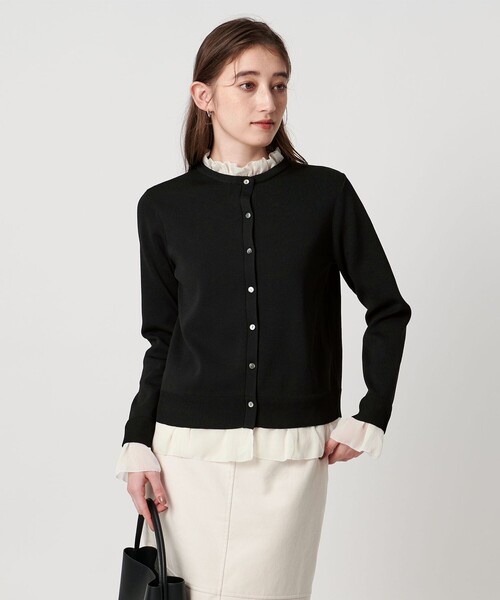 UNITED ARROWS(ユナイテッドアローズ)の「4WAY シフォン カーディガン ‐ウォッシャブル‐(カーディガン/ボレロ・レディース・ブラック/ダークグレー/ネイビー・FREE)」の2枚目の写真