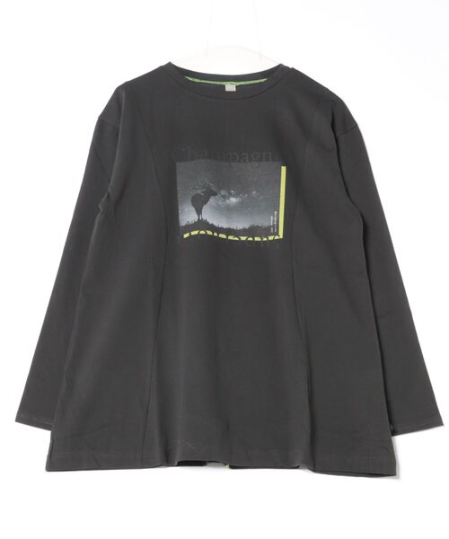 Q(キュー)の「切替フォトロンT(Tシャツ/カットソー・レディース・アイボリー/チャコールグレー・MEDIUM)」の7枚目の写真