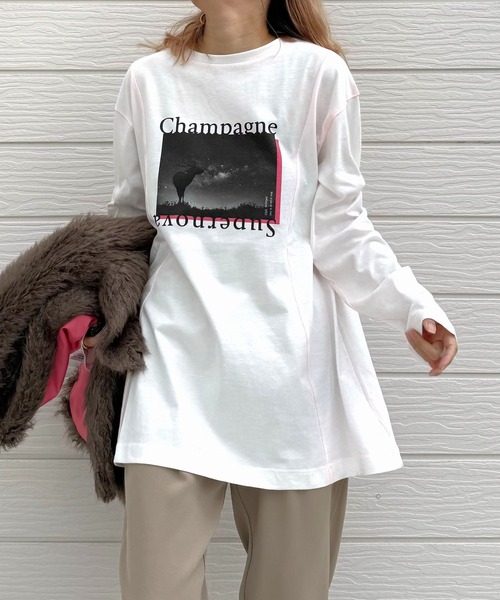 Q(キュー)の「切替フォトロンT(Tシャツ/カットソー・レディース・アイボリー/チャコールグレー・MEDIUM)」の10枚目の写真