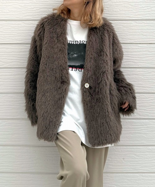 Q(キュー)の「切替フォトロンT(Tシャツ/カットソー・レディース・アイボリー/チャコールグレー・MEDIUM)」の11枚目の写真